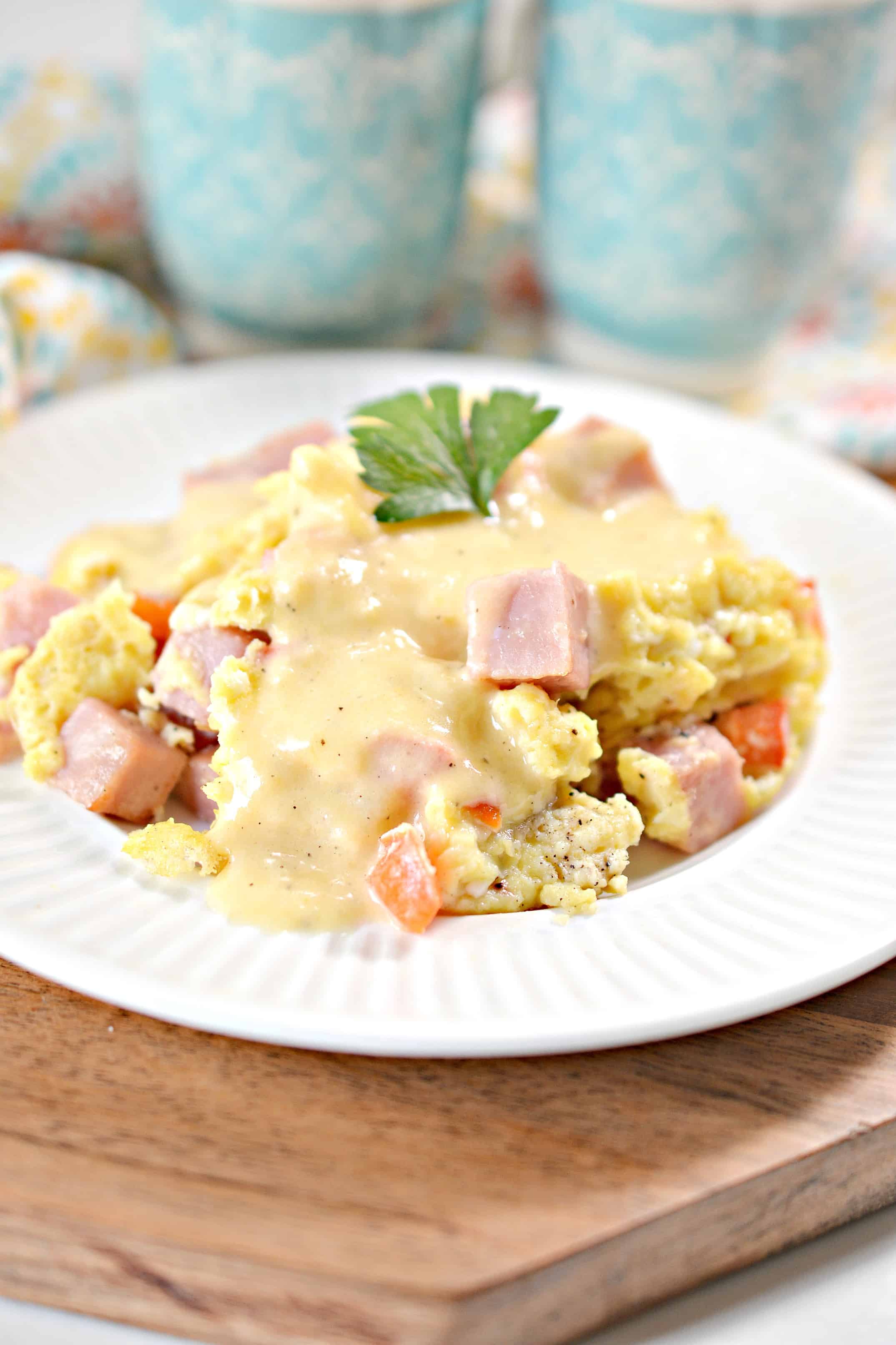 Western Omelet Egg Scramble with Cheese Sauce