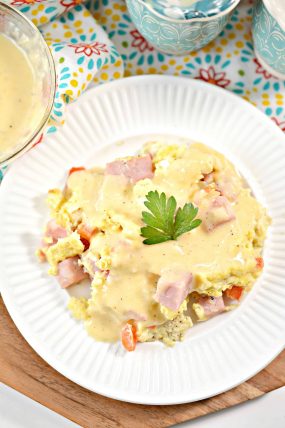 Western Omelet Egg Scramble with Cheese Sauce