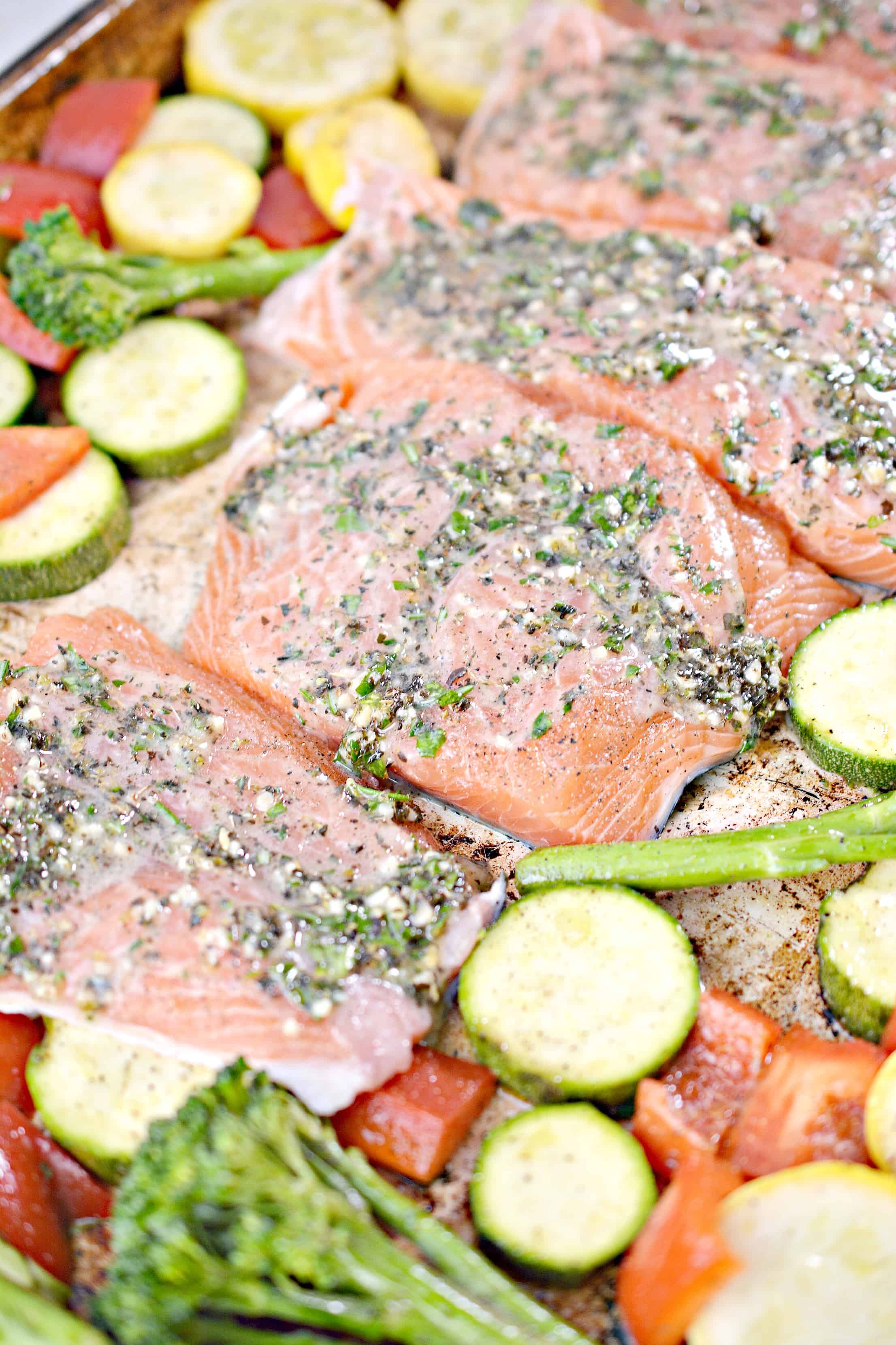 baked salmon and vegetables