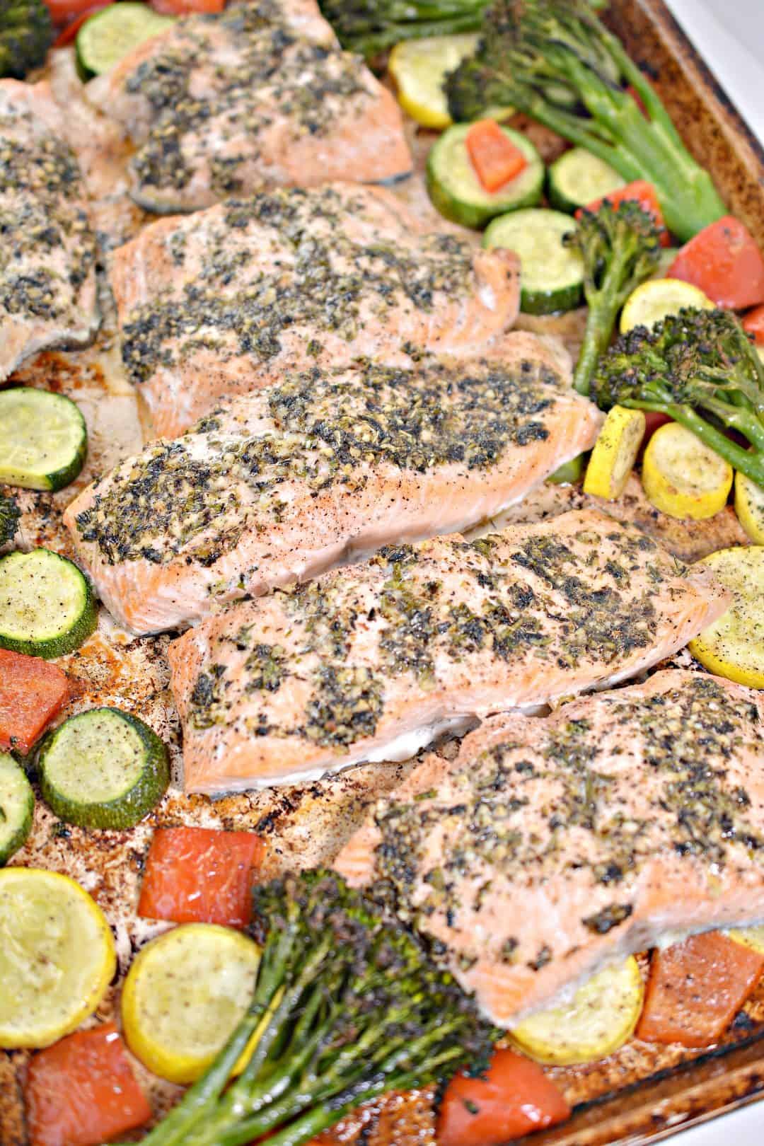 Lemon Herb Sheet Pan Salmon Recipe - Sweet Pea's Kitchen