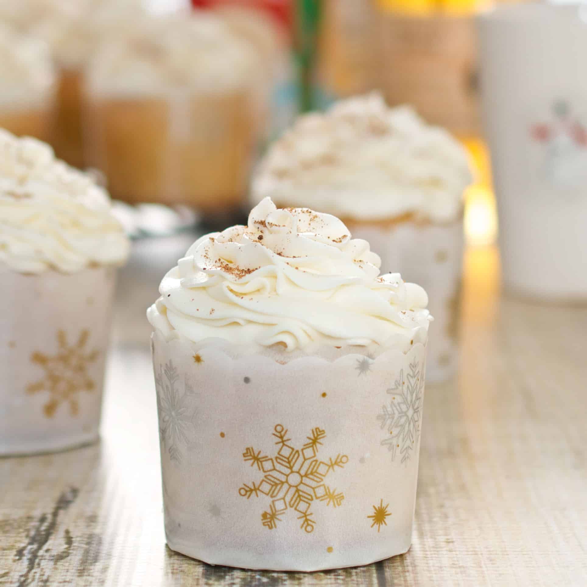 Eggnog Cupcakes with Rum-Infused Frosting