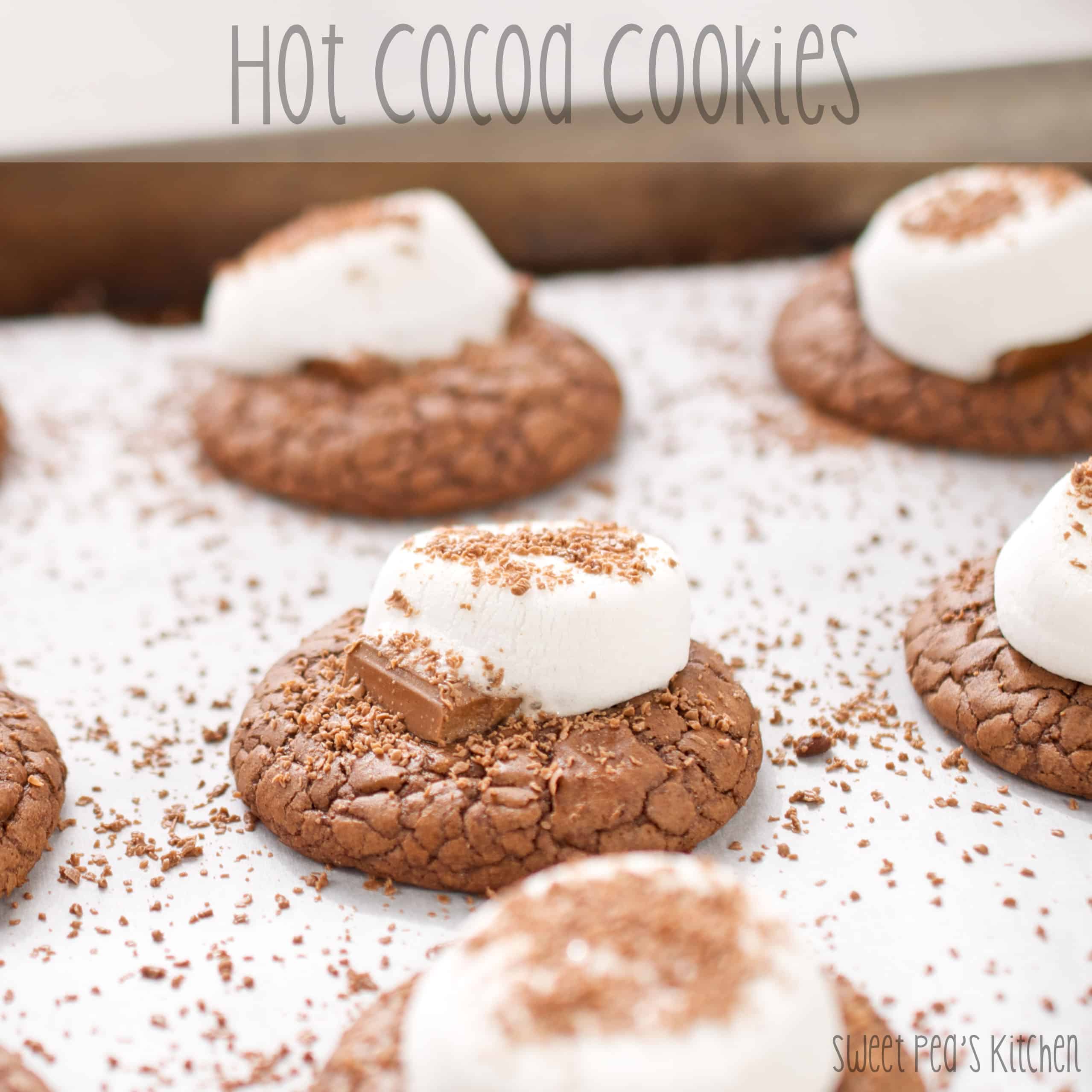 hot cocoa cookies on pan