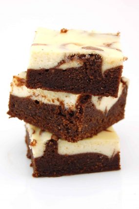 three Bailey's brownies in a stack