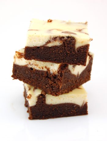 three Bailey's brownies in a stack