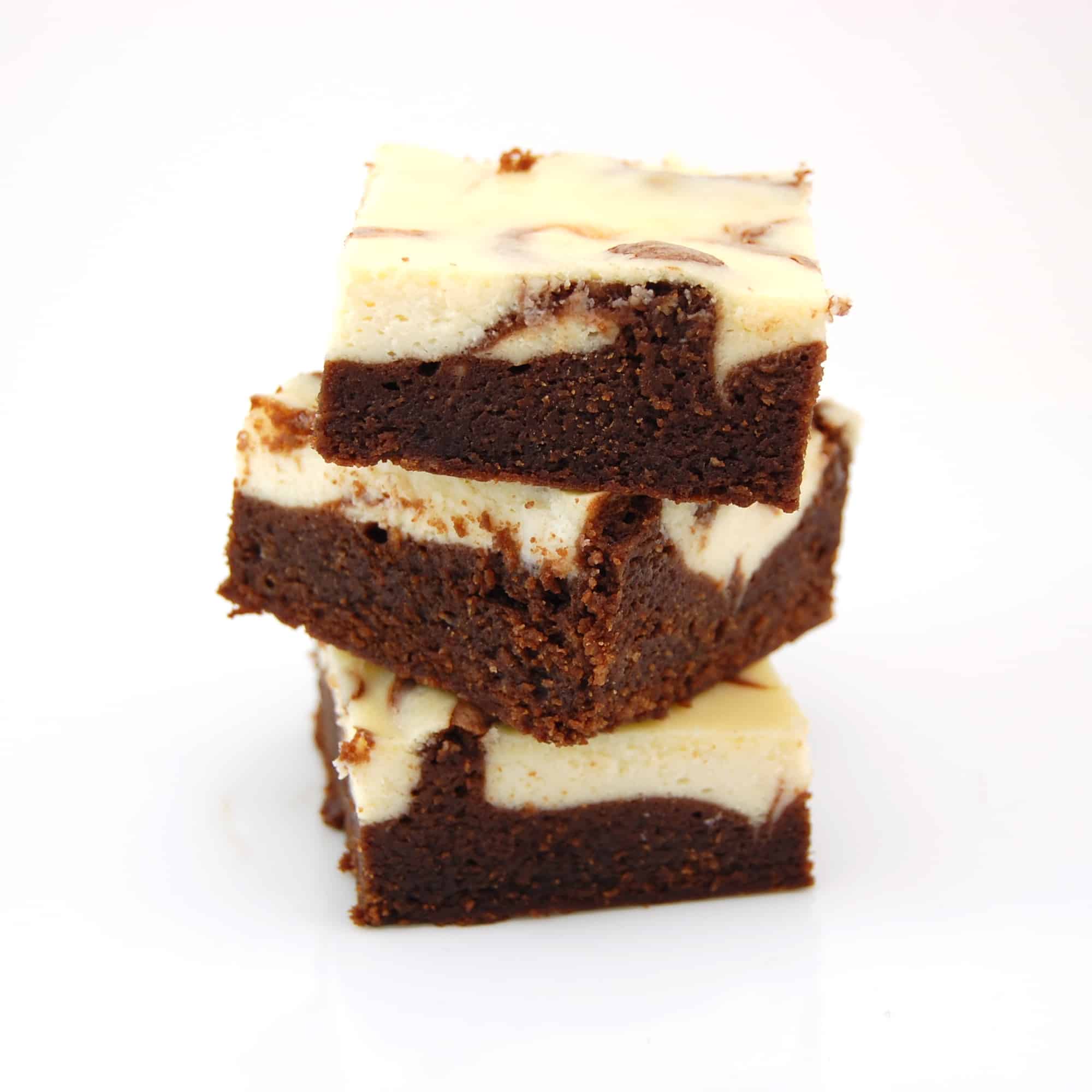 three Bailey's brownies in a stack