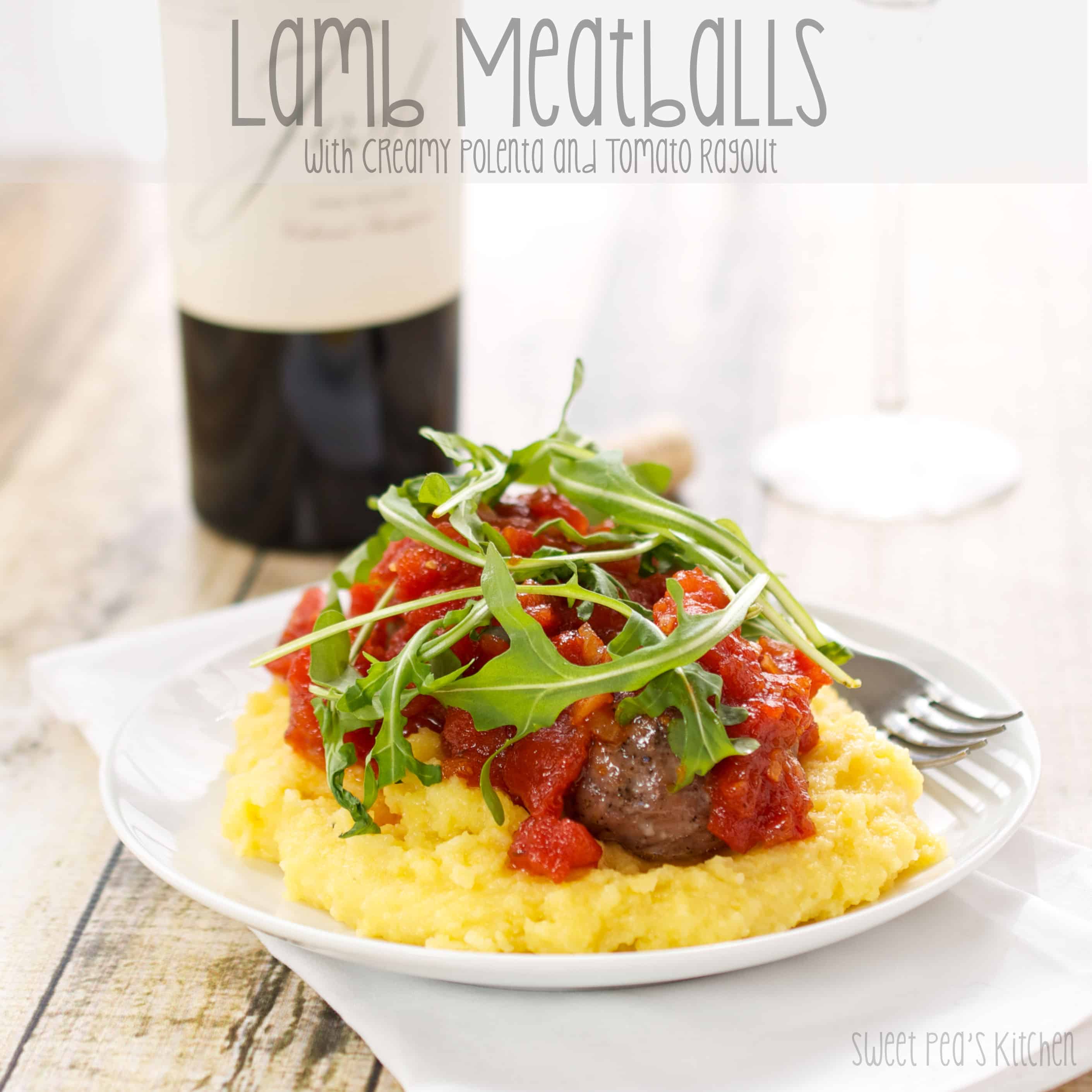 lamb meatballs with creamy polenta and tomato ragout