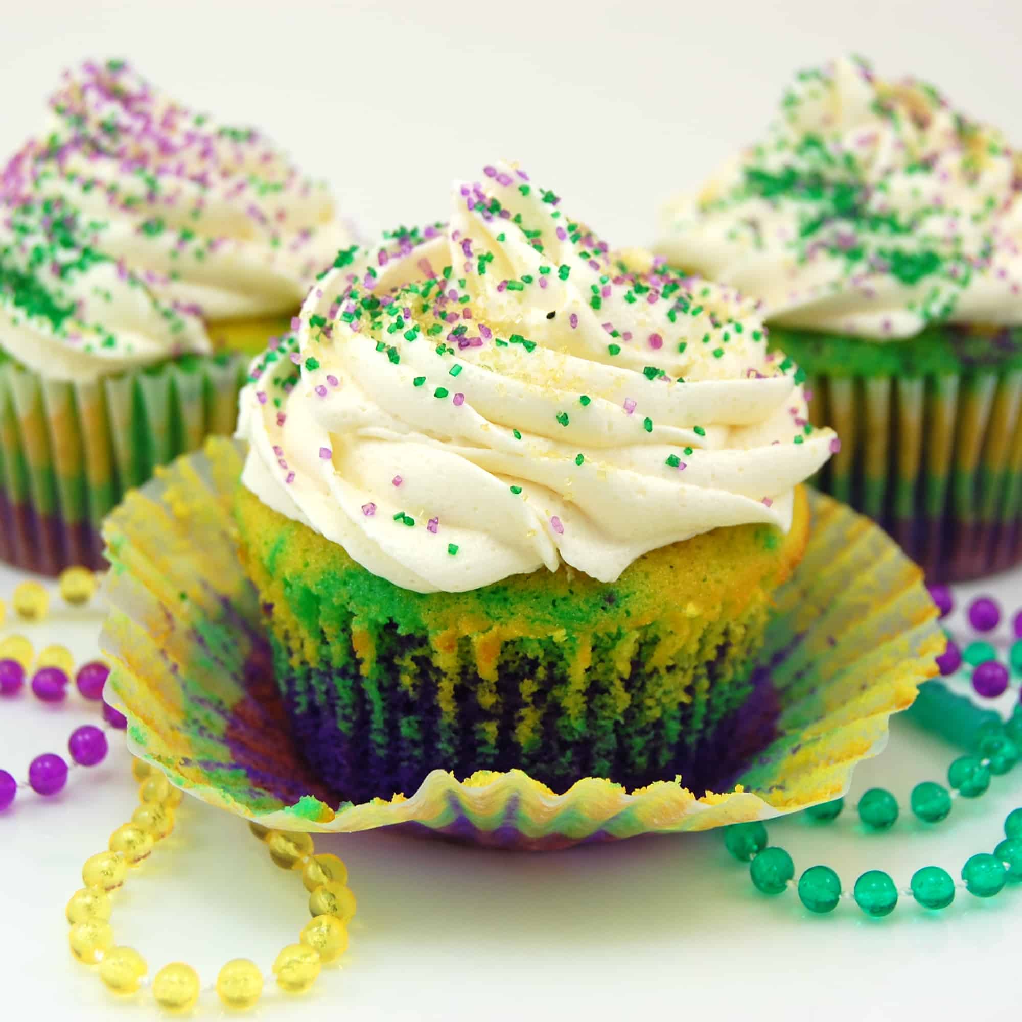 Easy Mardi Gras Cupcakes