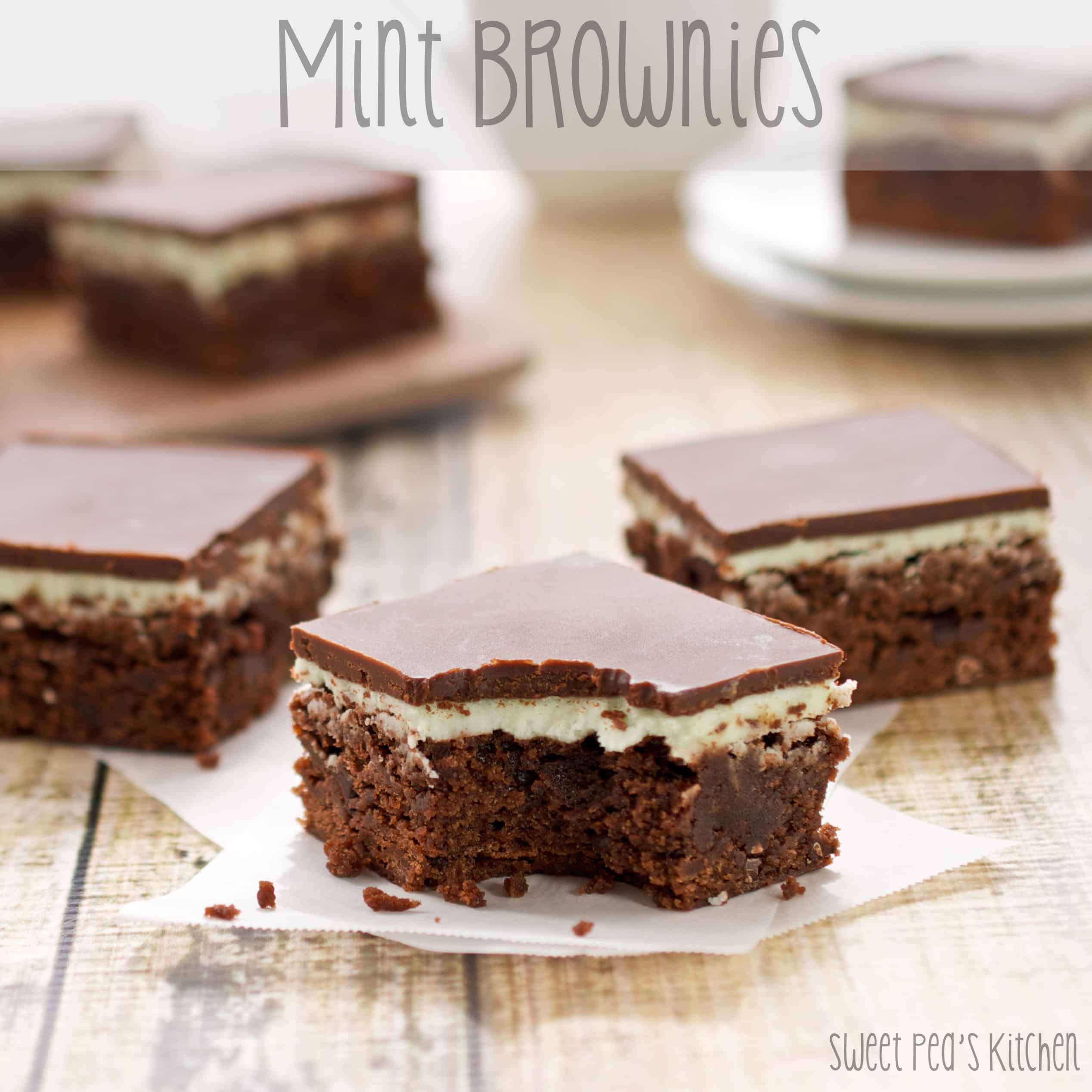 mint chocolate brownies with bite gone