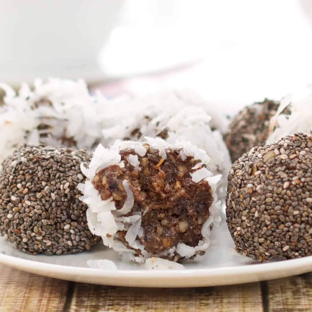 date balls with bite out of one