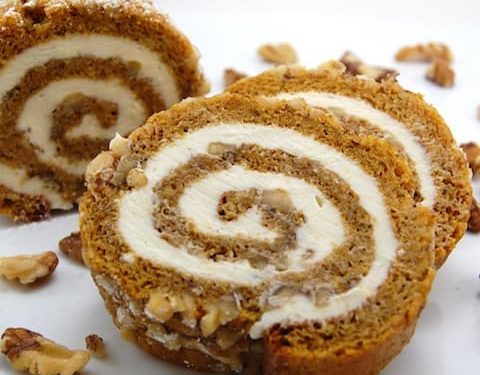 Pumpkin Roll with Cream Cheese Frosting