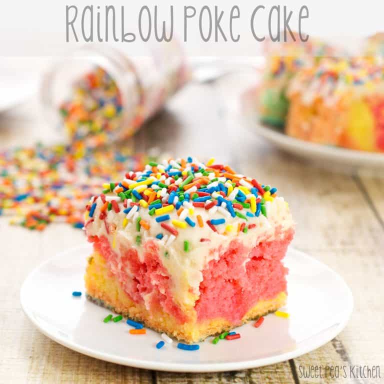 Easy Rainbow Poke Cake Recipe | Sweet Pea's Kitchen