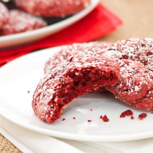 Plate of cookies with bite missing