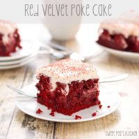 plates with homemade red velvet cake