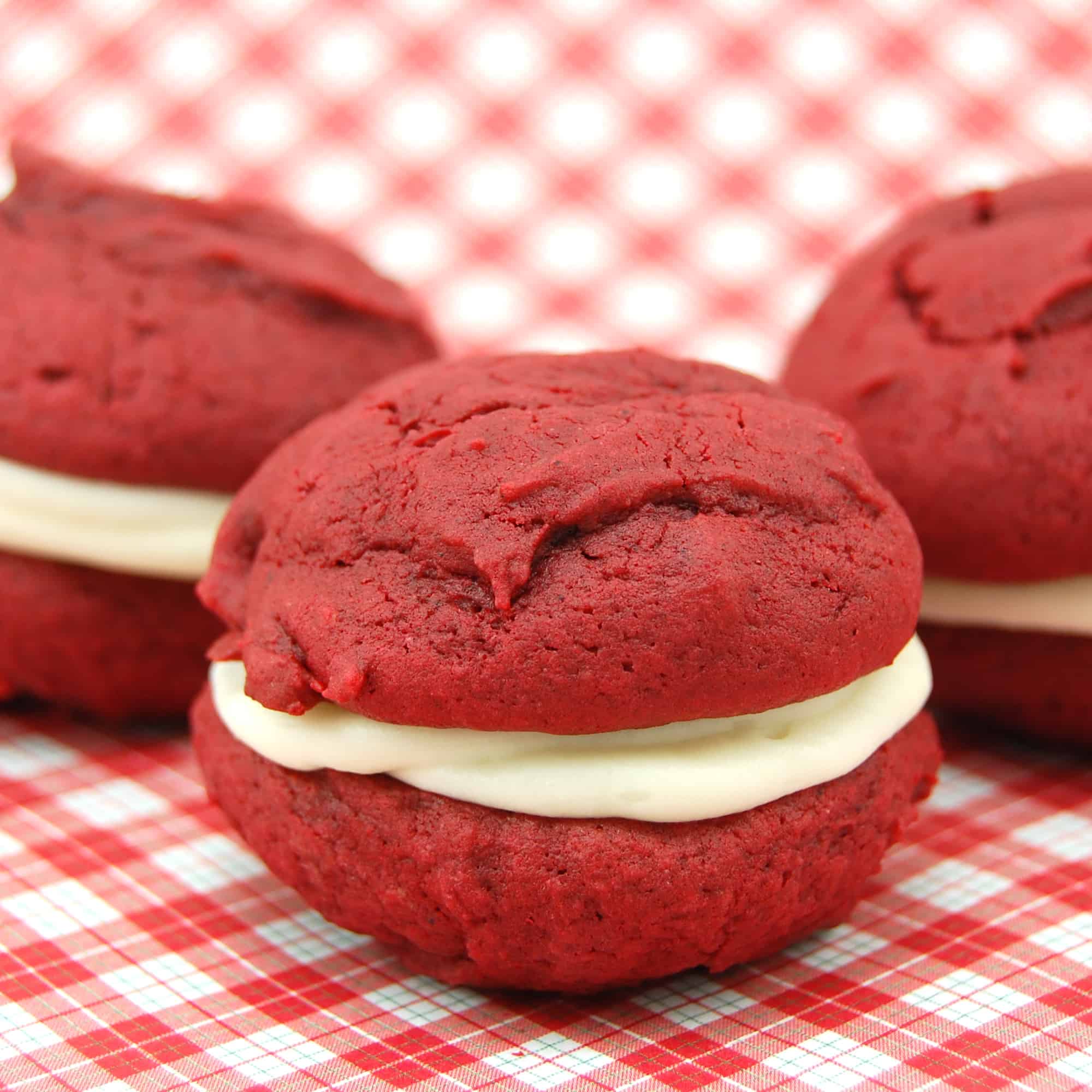 several red velvet whoopie pies ready to eat