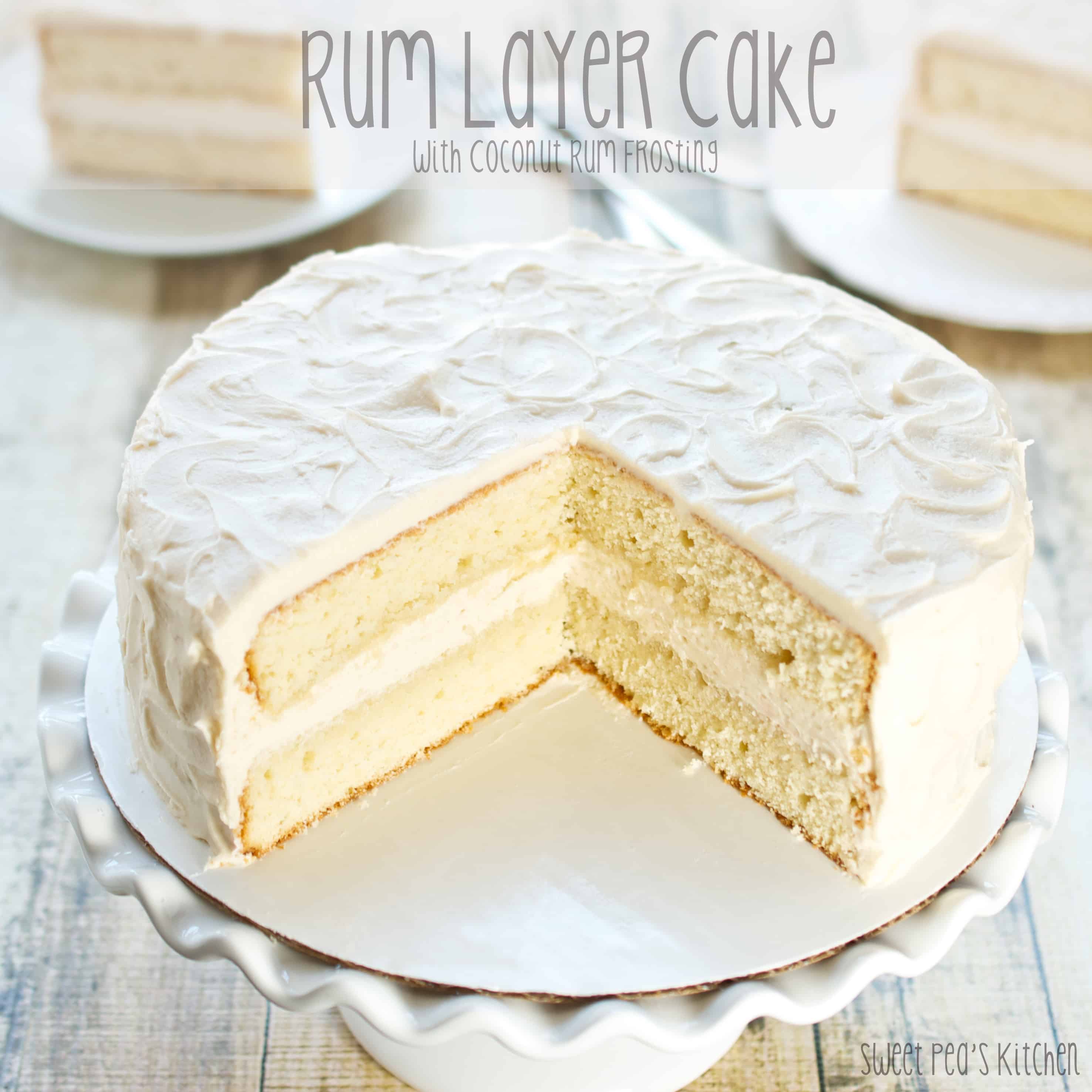 rum cake with piece cut out