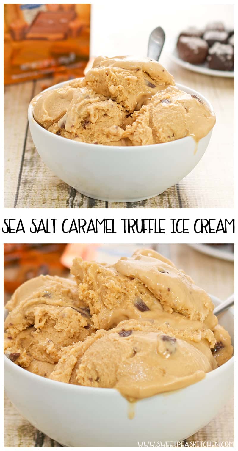  Sea Salt Caramel Truffle Ice Cream in a white bowl