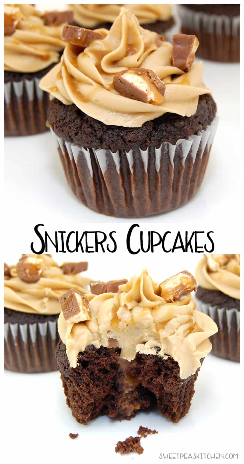 snicker cupcakes in a collage
