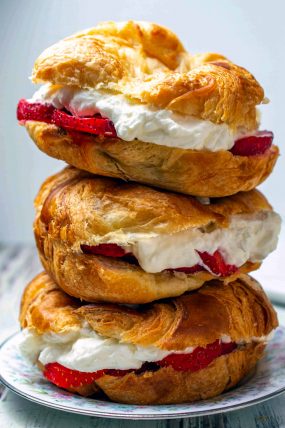 Strawberry Croissant Sandwich with Almond Whipped Cream