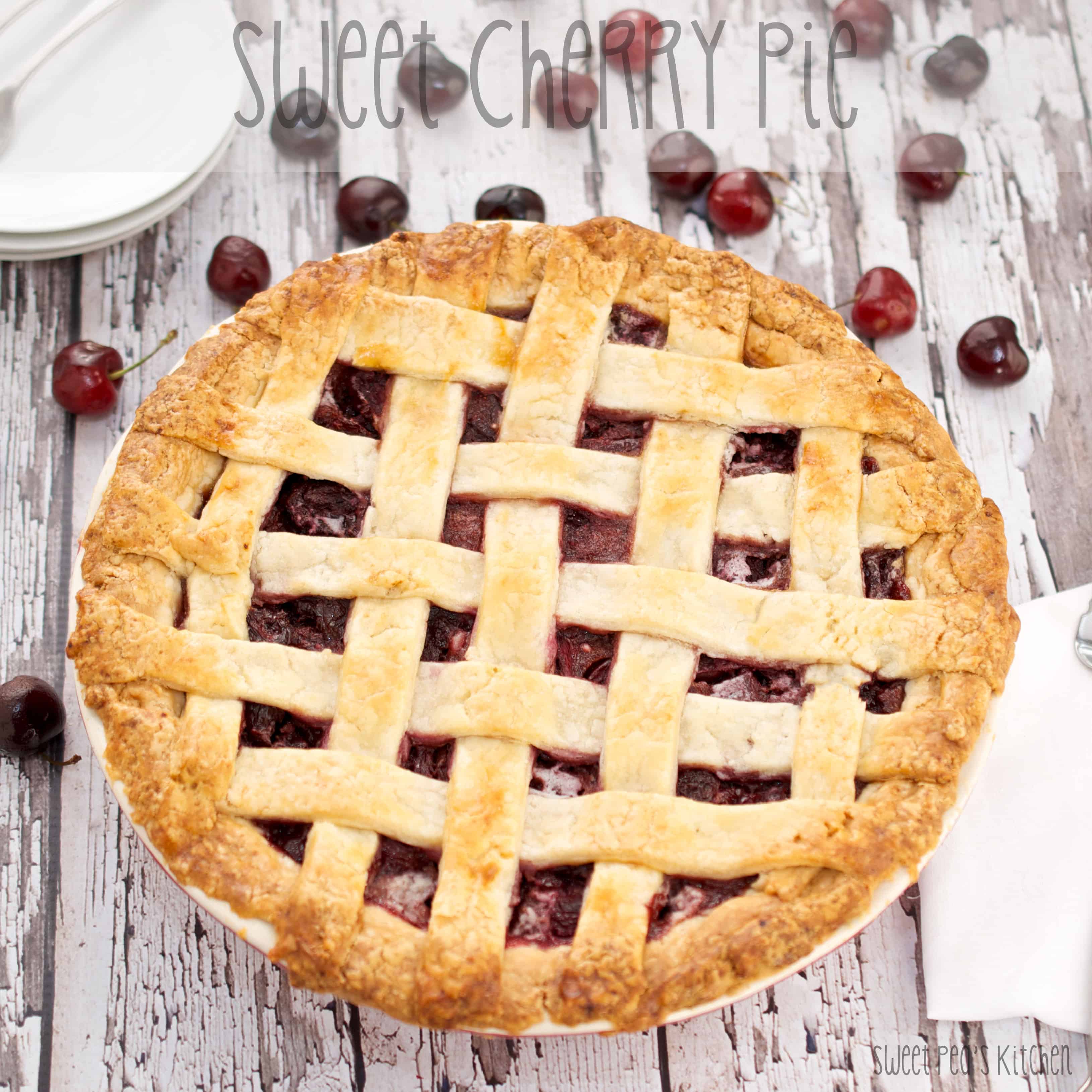 ready to eat sweet cherry pie in pan