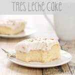 best tres leches cake on plate with bite out of it