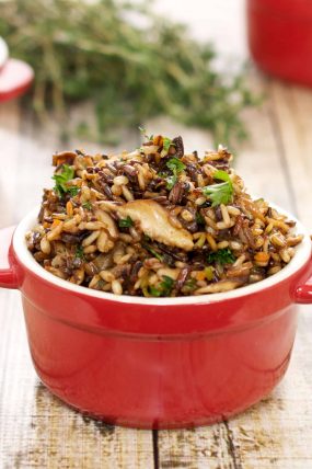 Wild Rice Stuffing with Carrots, Mushrooms and Thyme