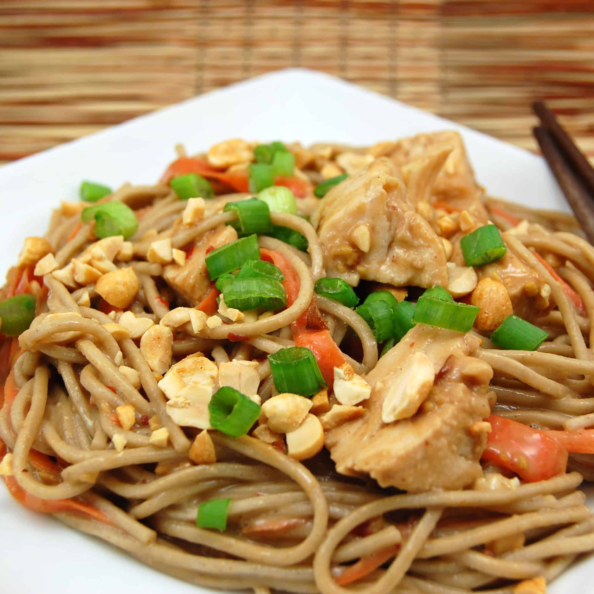 Spicy Soba Noodles With Chicken In Peanut Sauce Sweet Peas Kitchen