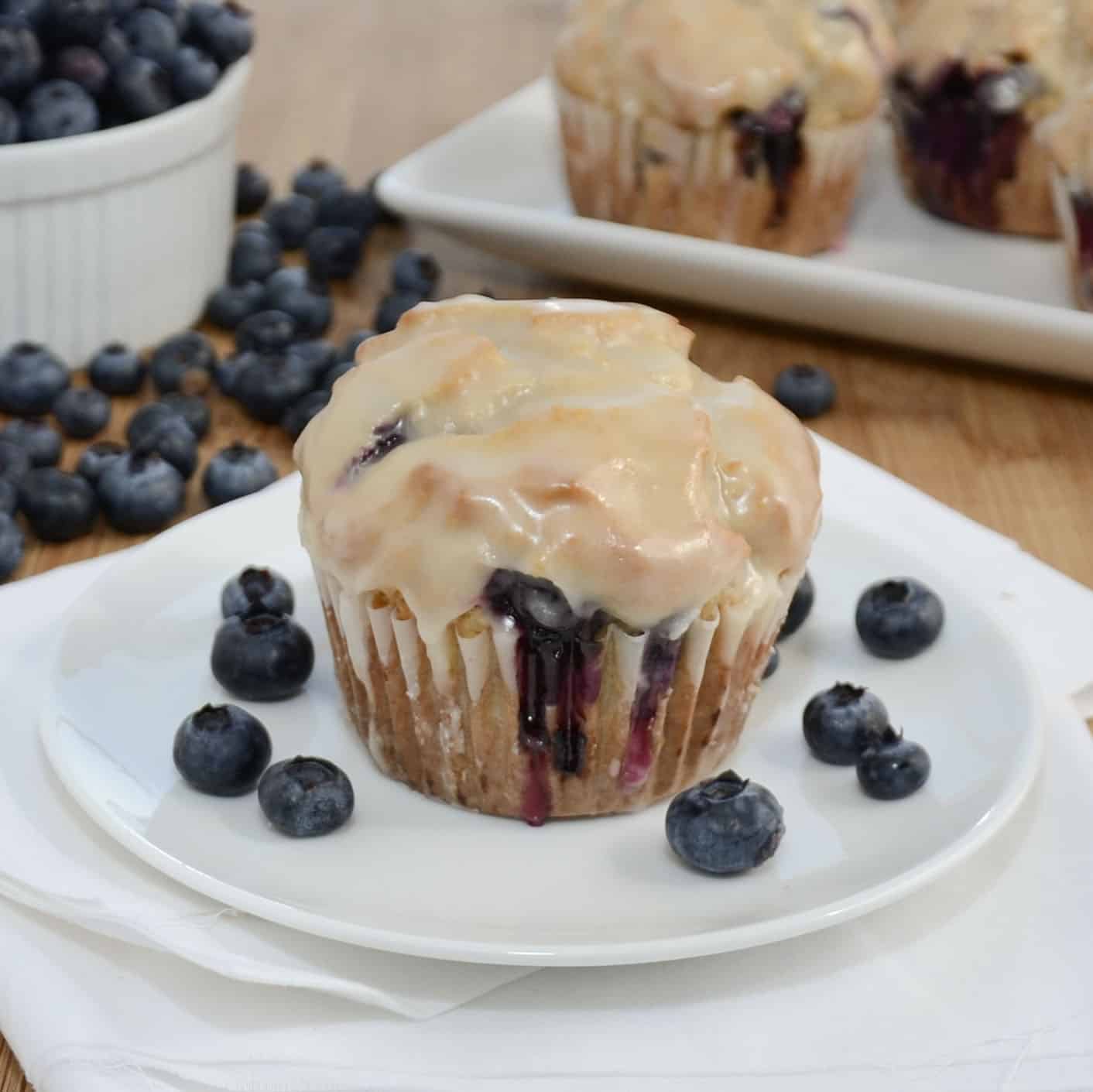 Glazed Lemon Blueberry Muffin Tops - Lovely Little Kitchen