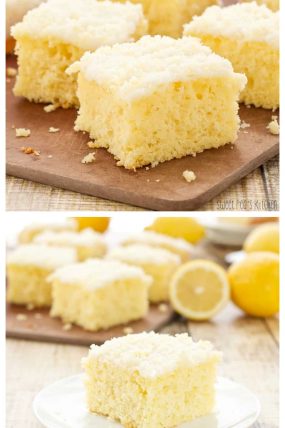 Long collage image of prepared moist lemon cake recipe