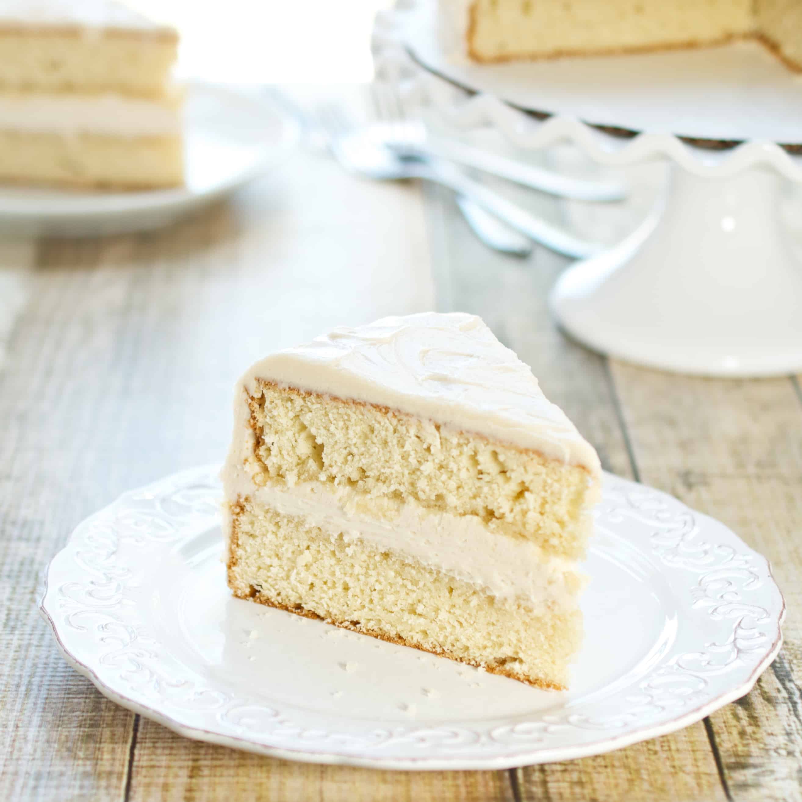 Rum cake on plate ready to eat