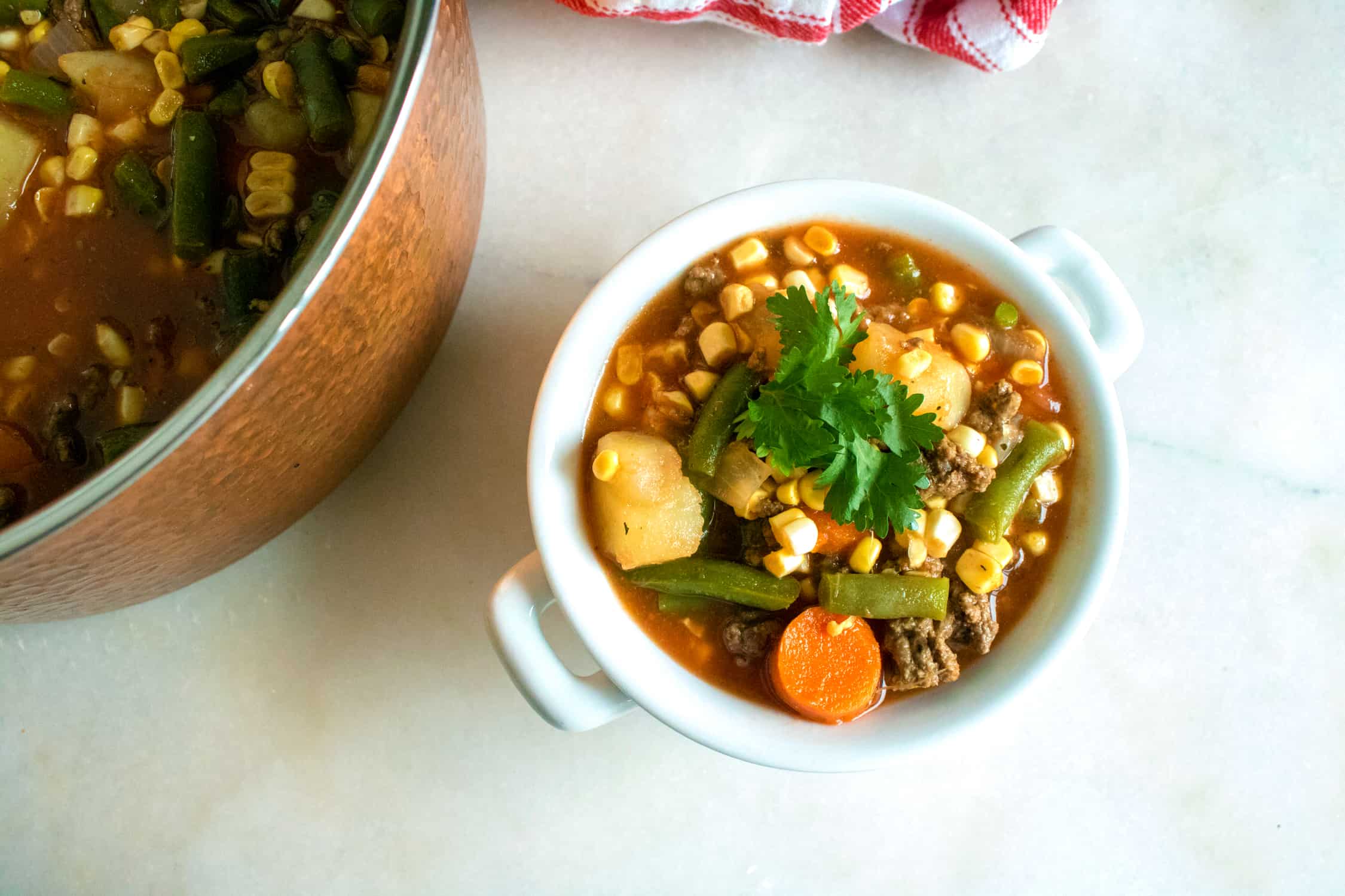 bowl of beef vegetables soup