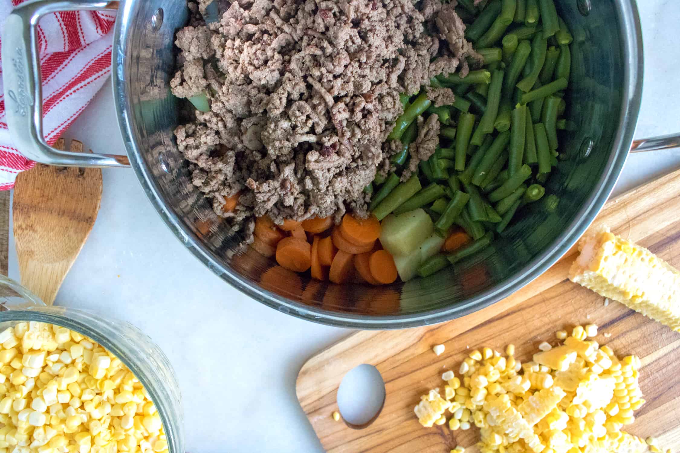 ground beef added to soup