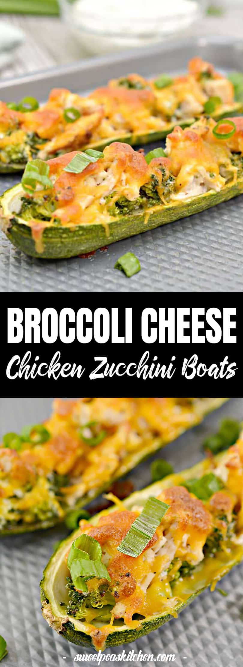 Broccoli Cheese Chicken Zucchini Boats