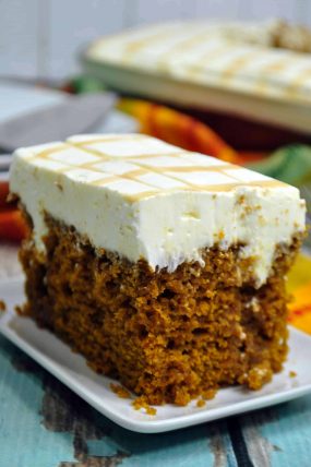 Caramel Cream Cheese Pumpkin Poke Cake Recipe