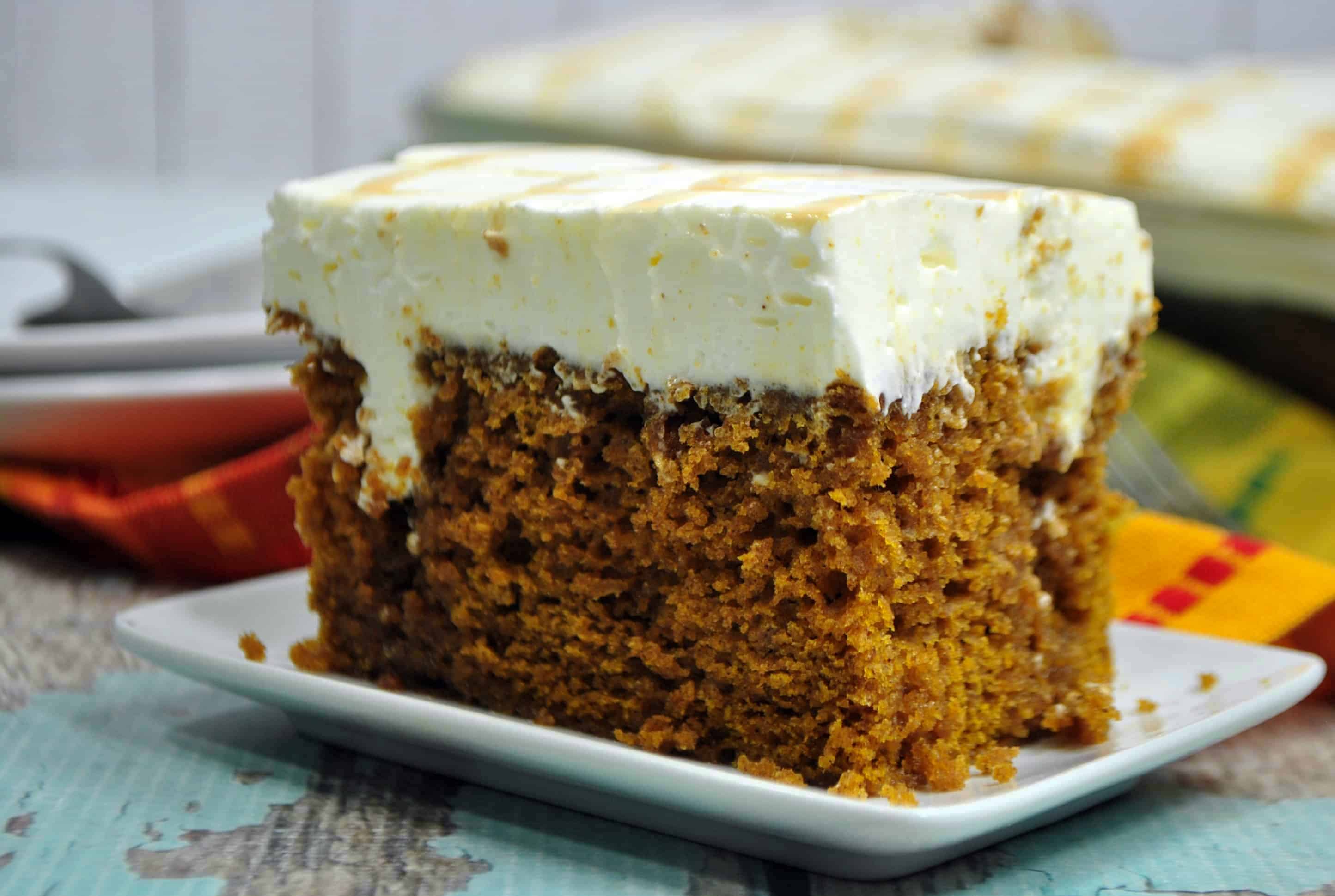 Caramel Cream Cheese Pumpkin Poke Cake Recipe