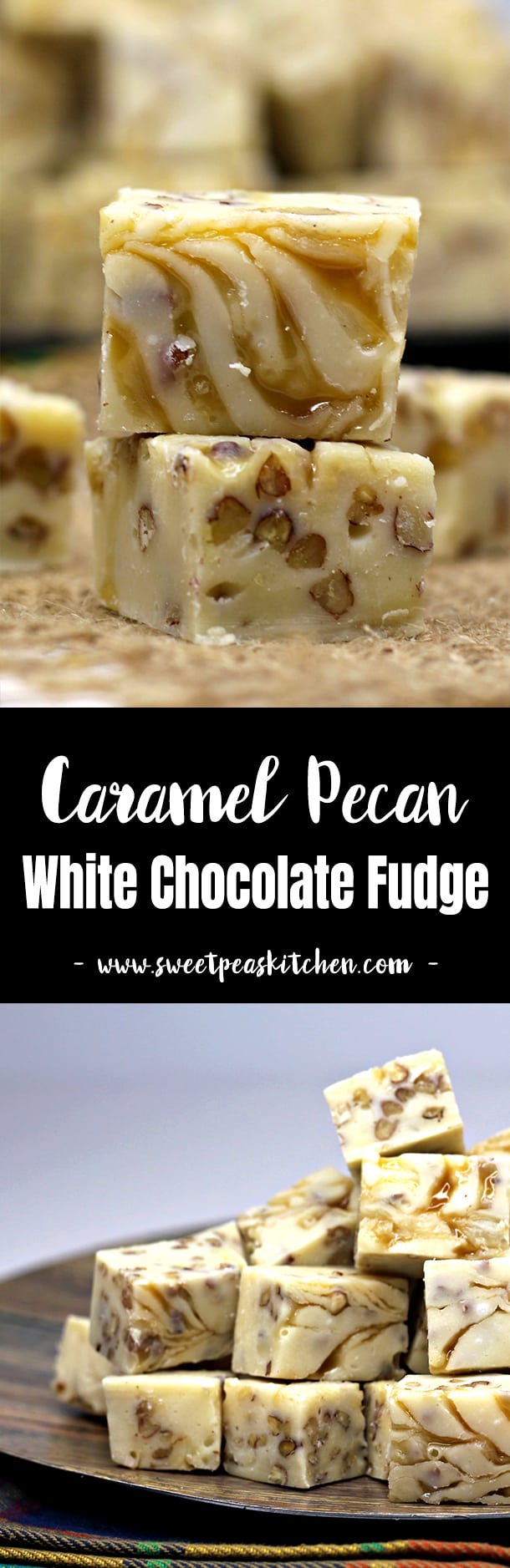 Caramel Pecan White Chocolate Fudge