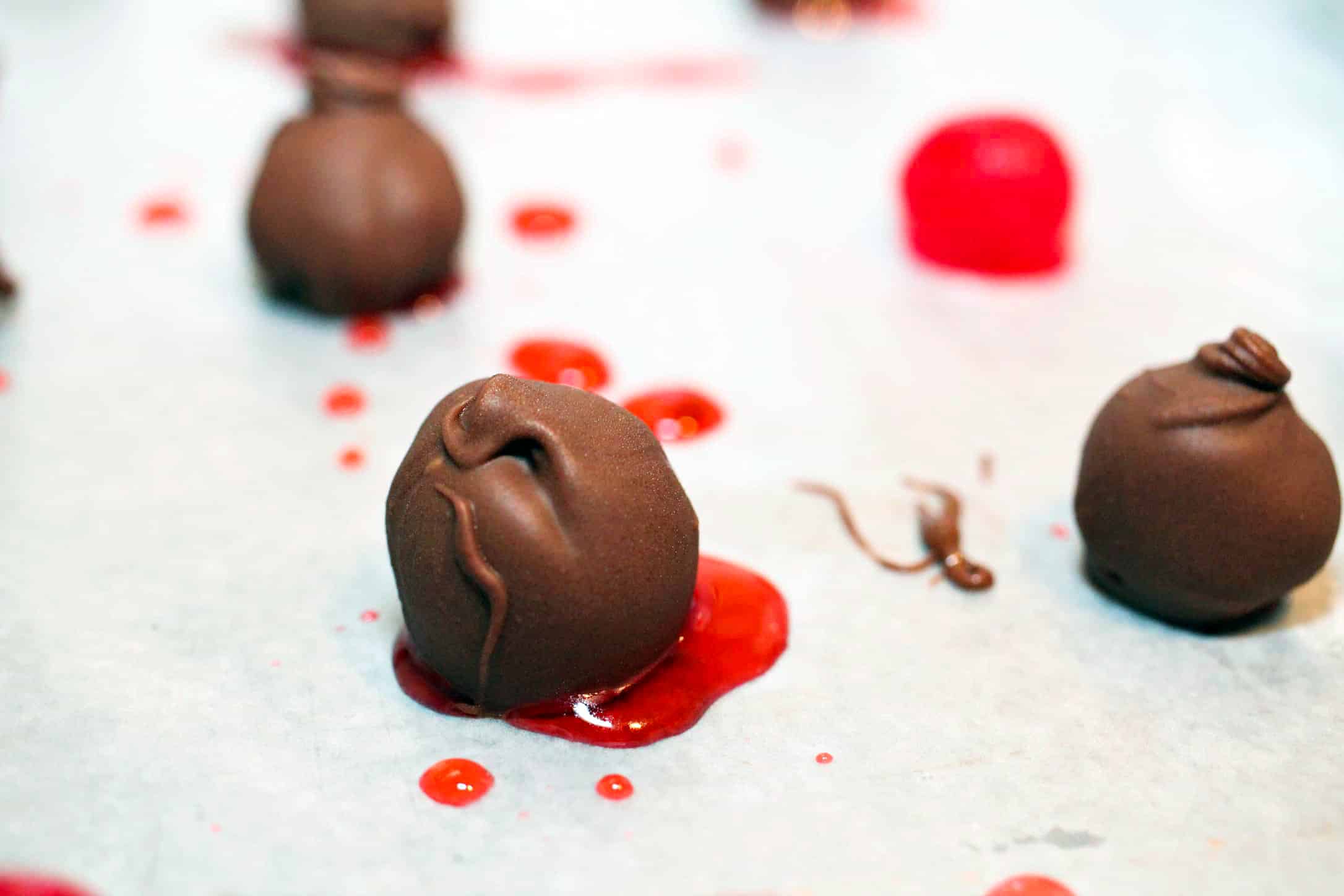 chocolate covered cherries on wax paper