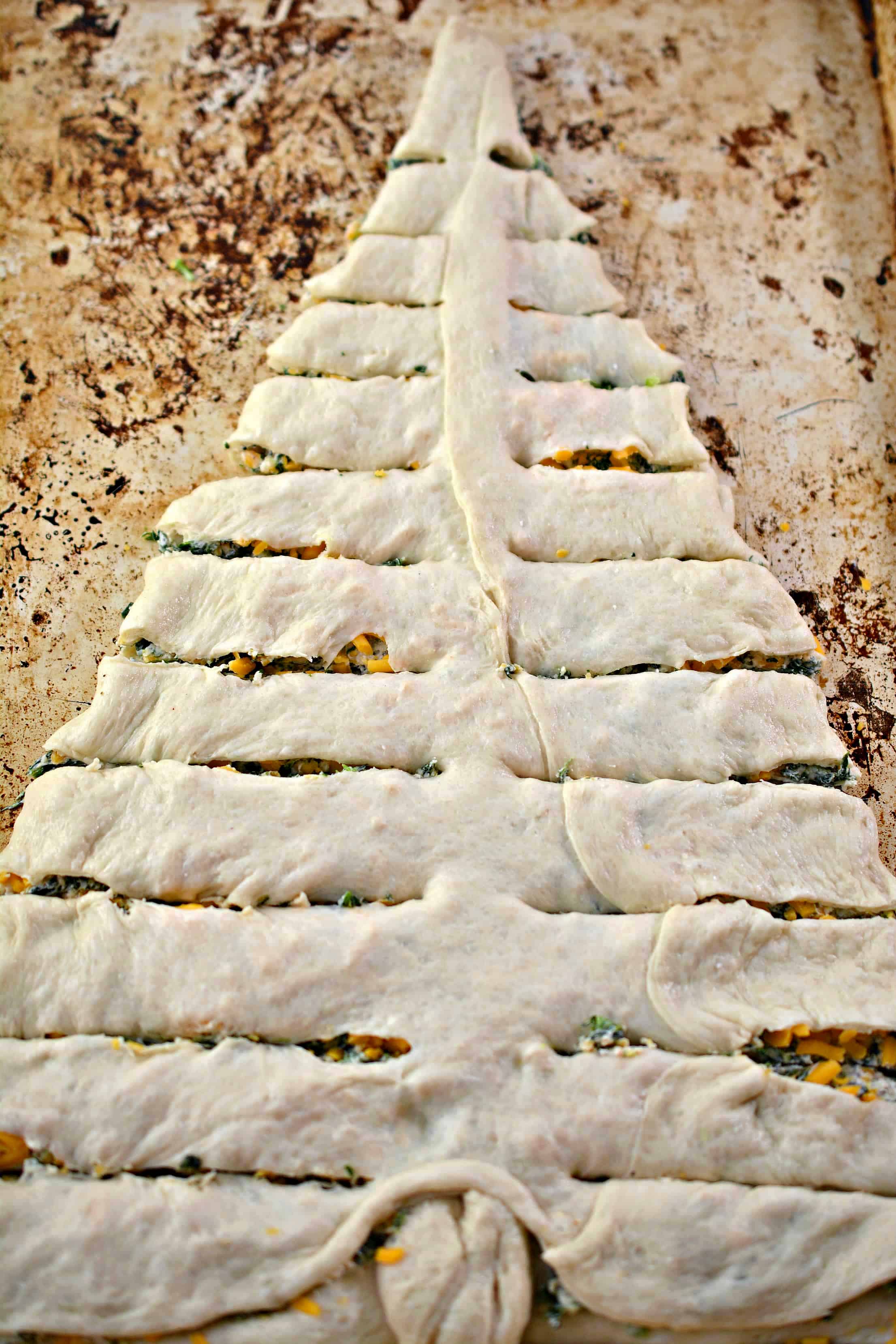 raw Christmas bread spinach dip tree