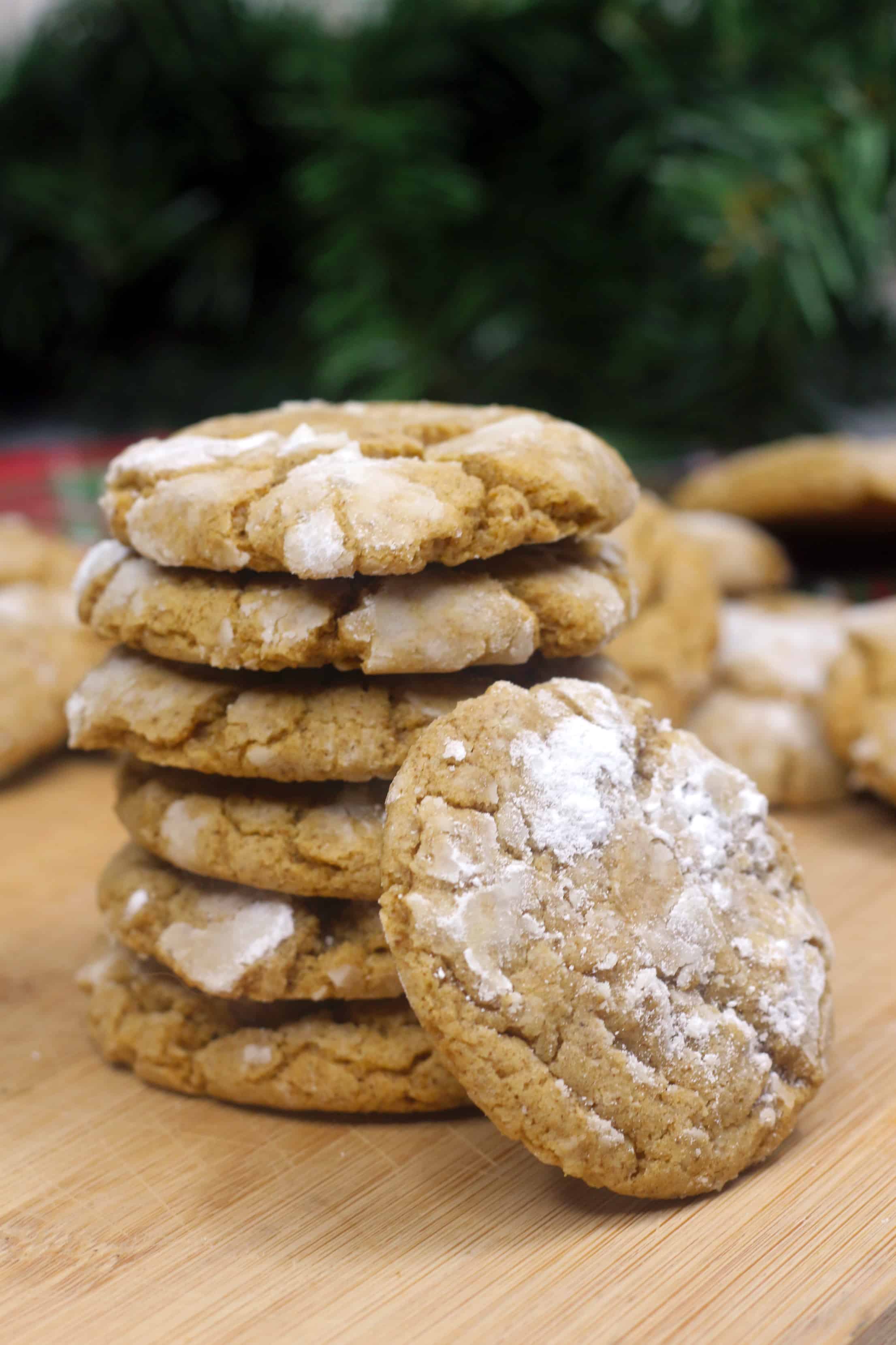 Stack of Gingerbread cookies on a wooden surface