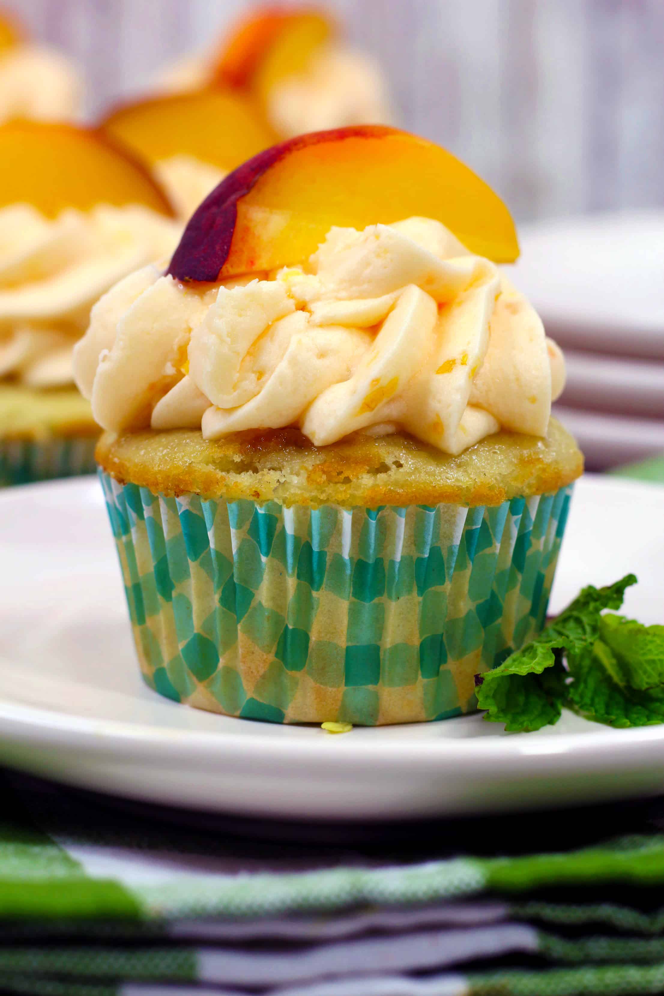 peach cupcakes with cupcake icing