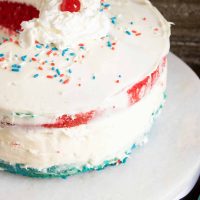 Red White and Blue Cake with Cheesecake Layer