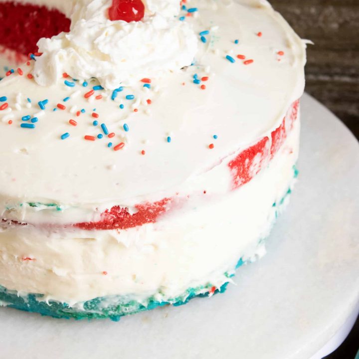 Red White and Blue Cake with Cheesecake Layer - Sweet Pea's Kitchen