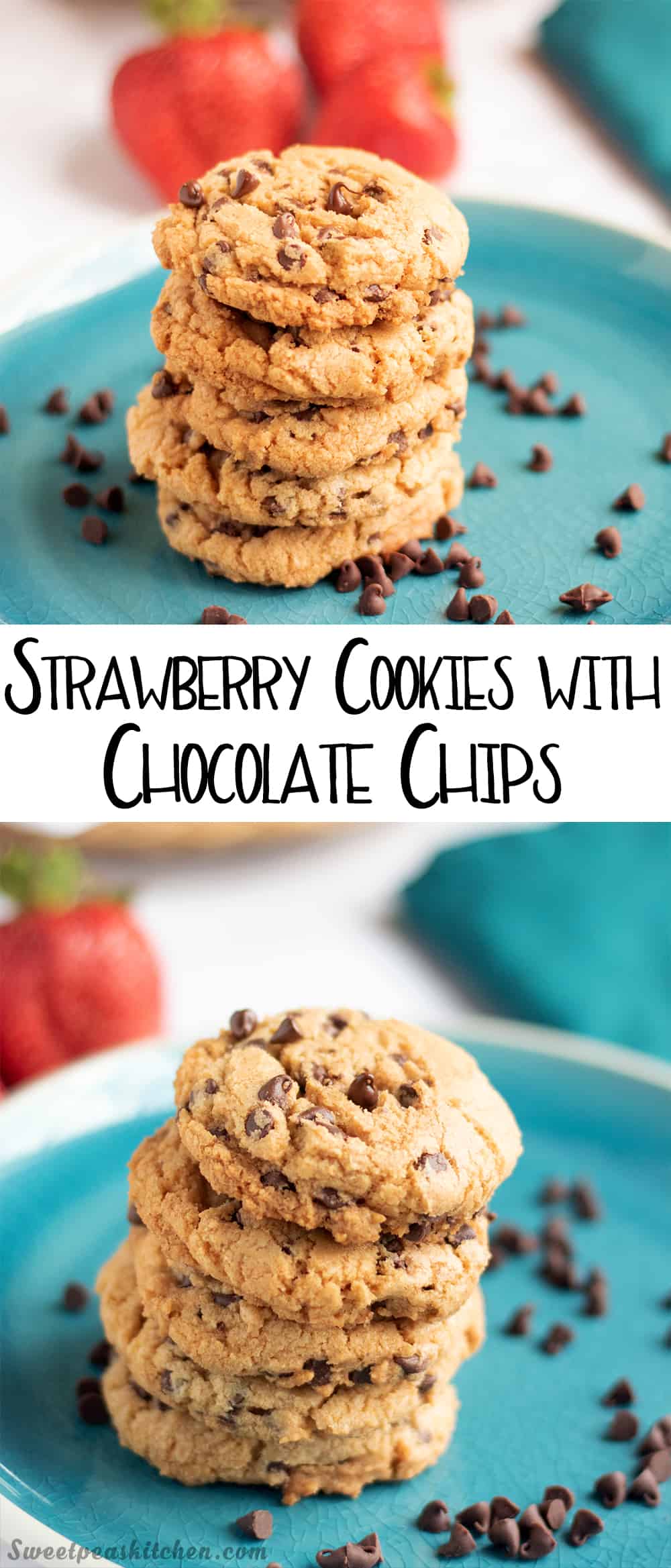 Strawberry Cookies with Chocolate Chips