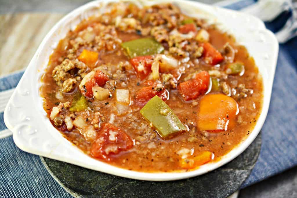 Stuffed Pepper Soup in the Slow Cooker - Sweet Pea's Kitchen