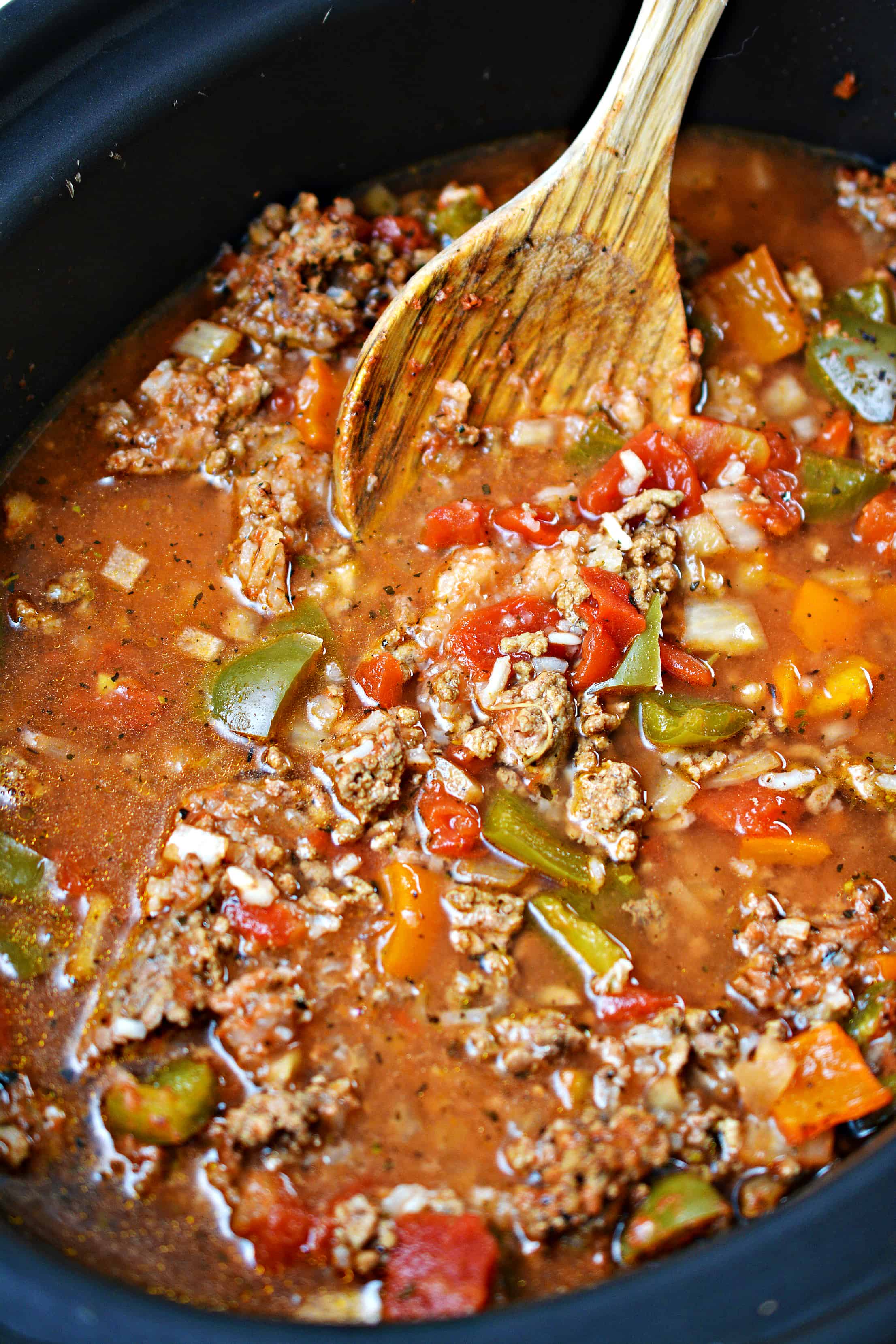 Stuffed Pepper Soup in the Slow Cooker - Sweet Pea's Kitchen