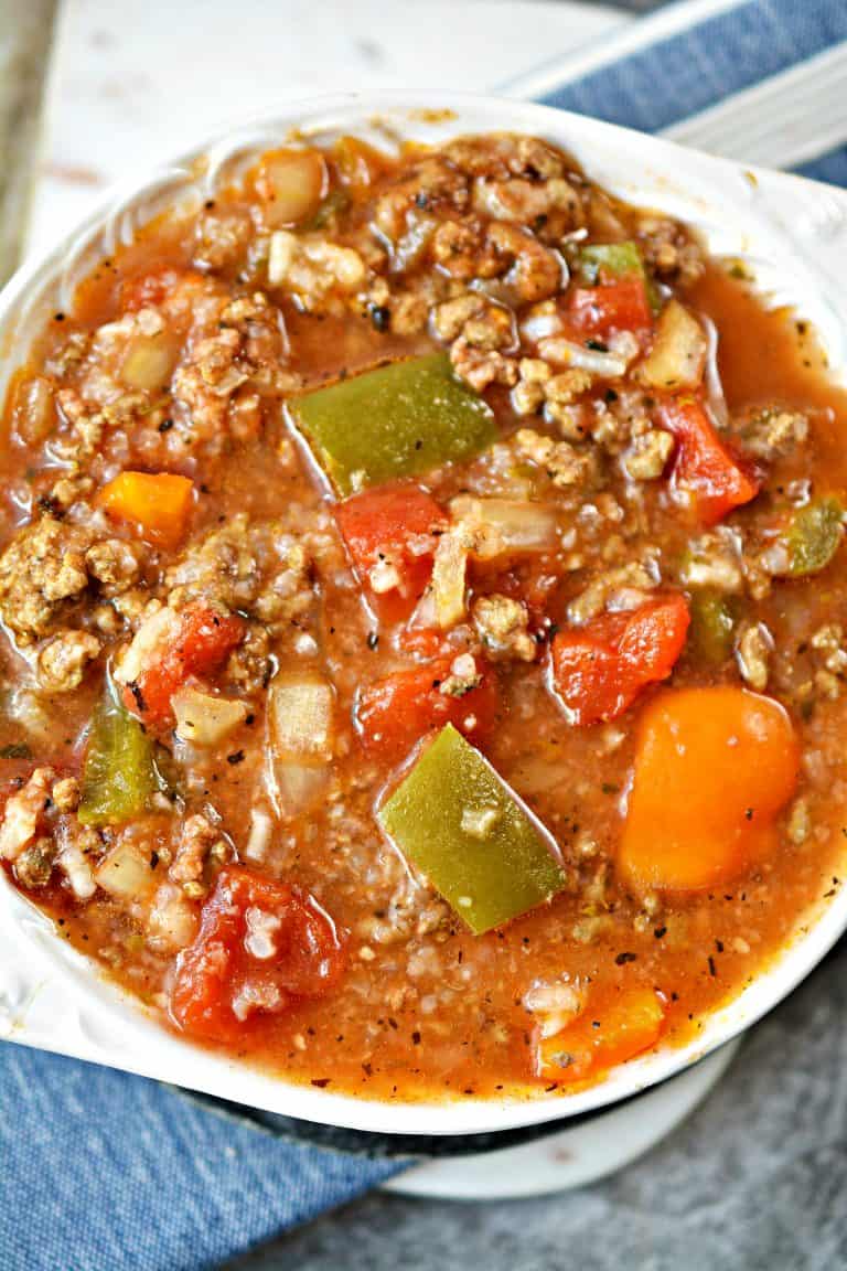 Stuffed Pepper Soup in the Slow Cooker - Sweet Pea's Kitchen