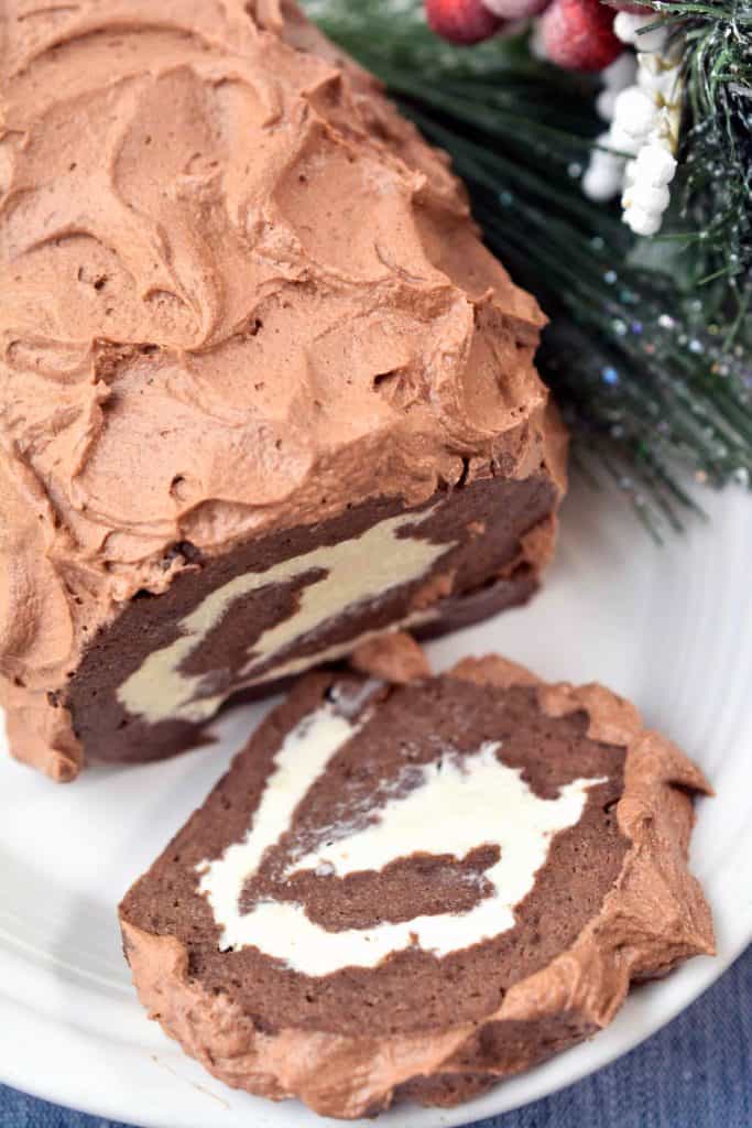 Yule Log Chocolate Roll Cake Recipe - Sweet Pea's Kitchen