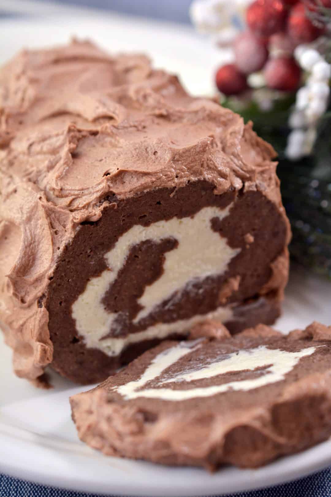 Yule Log Chocolate Roll Cake Recipe - Sweet Pea's Kitchen