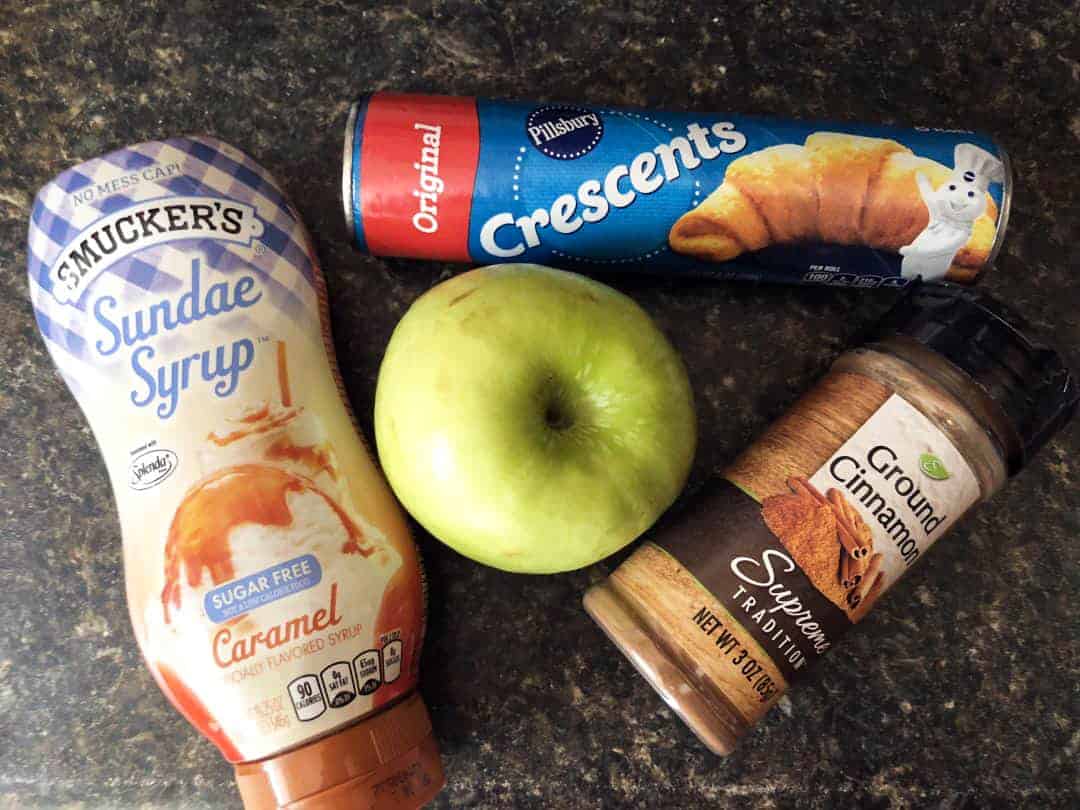 ingredients in caramel apple crescent roll dessert