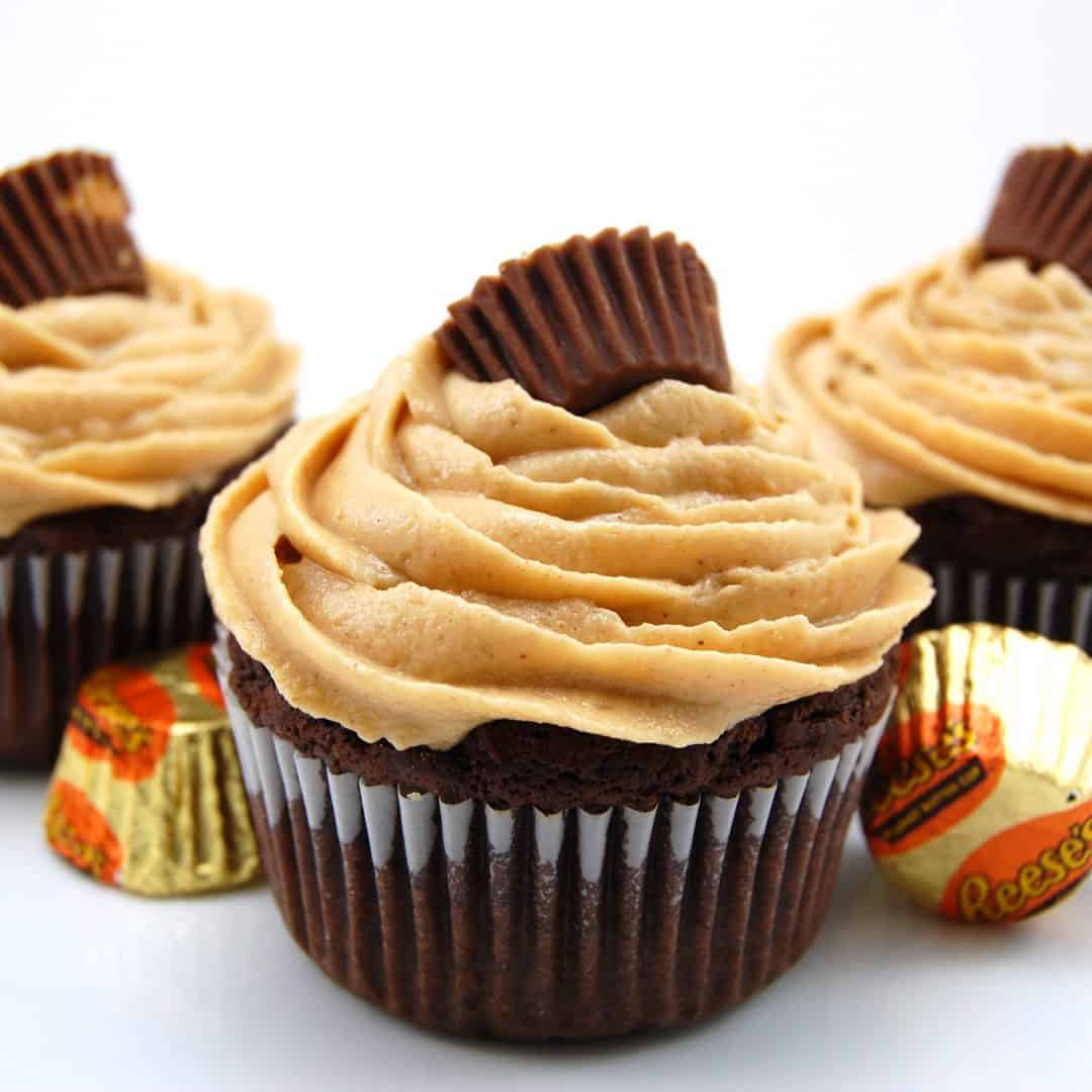 Dark Chocolate Cupcakes With Peanut Butter Frosting - Sweet Pea's Kitchen