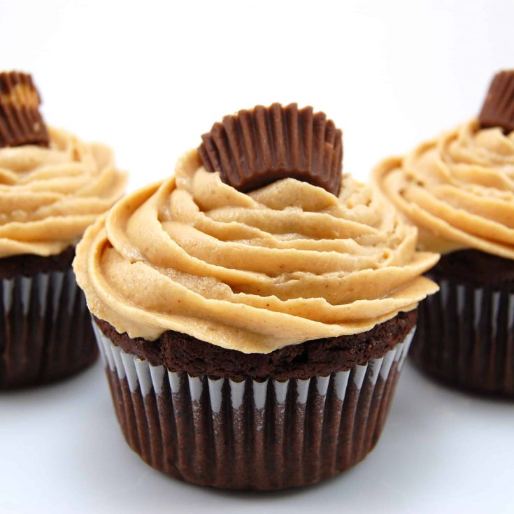 Dark Chocolate Cupcakes with Peanut Butter Frosting - Sweet Pea's Kitchen